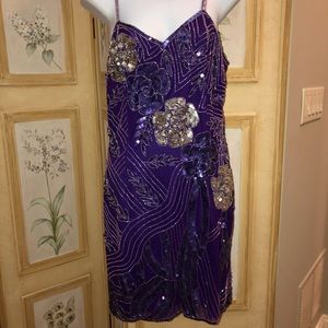 Carina sequin purple vintage silk dress gorgeous